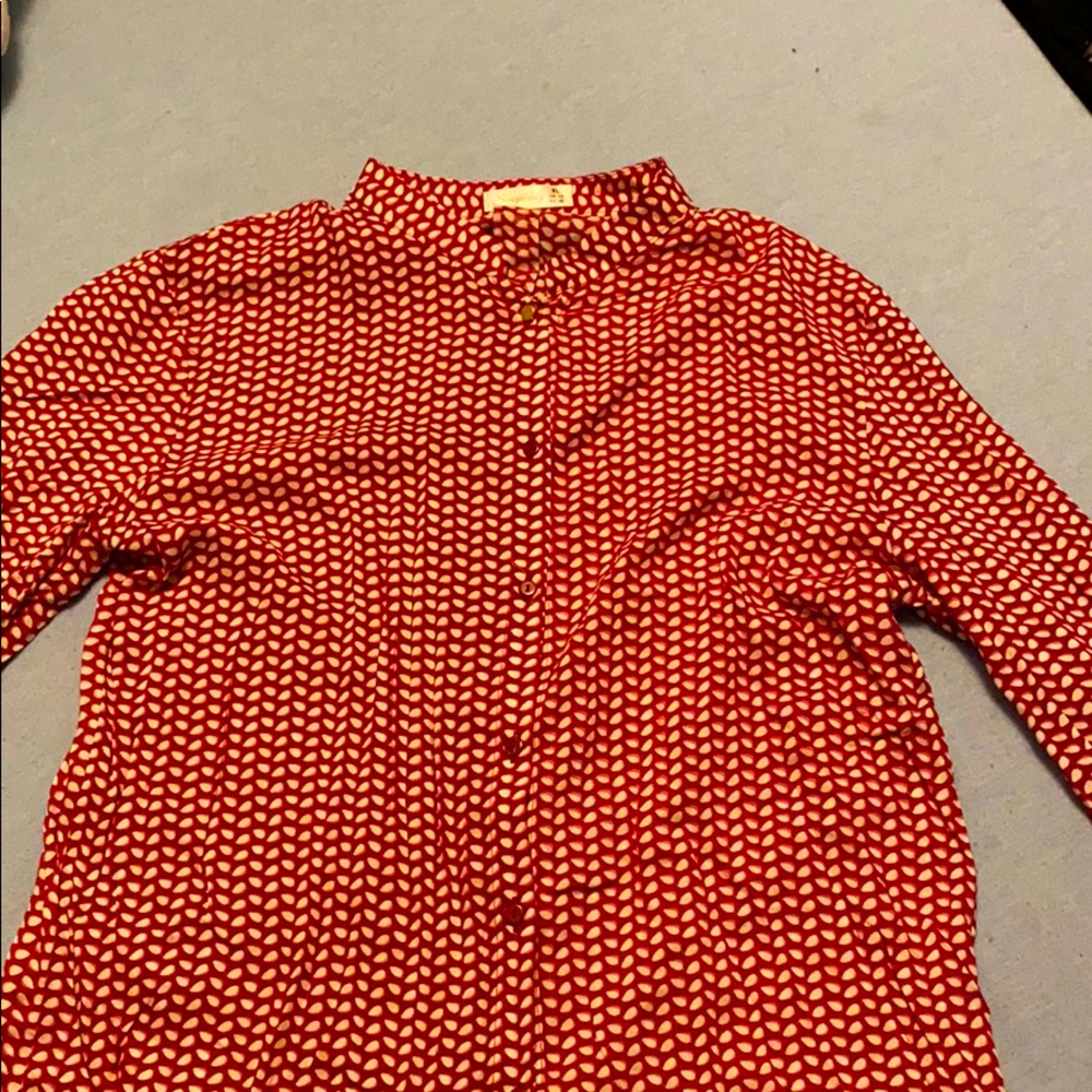 Faux collar button down blouse